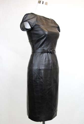 $3750 NEW Authentic Gucci Leather Belted Dress, Black, 348549 1000 2017 Black Friday Deals